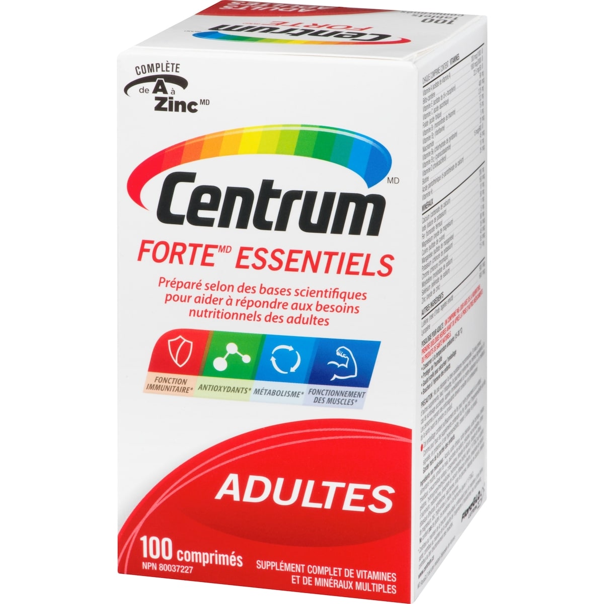 Centrum Forte Essentials Adult Multivitamin & Multimineral Supplement Tablets, 100 Count