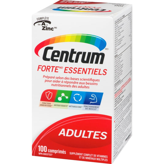 Centrum Forte Essentials Adult Multivitamin & Multimineral Supplement Tablets, 100 Count