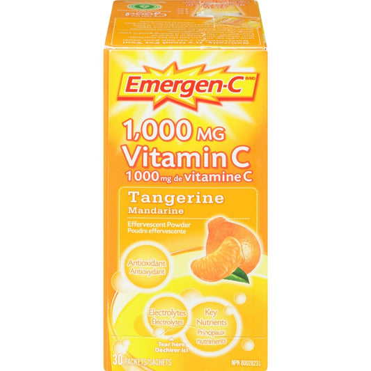 Emergen-C Tangerine 1000 mg Vitamin C Fizzy Drink Mix, 30 Packets