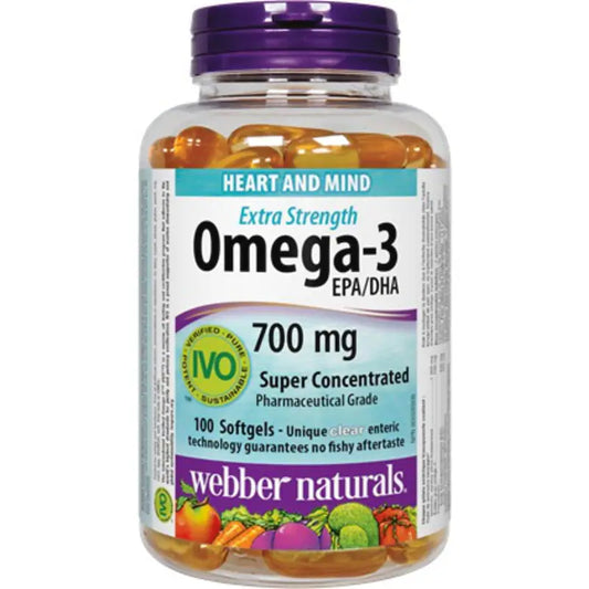 Webber Naturals Omega-3 Extra Strength 700 mg EPA/DHA, 100 Clear Enteric Softgels