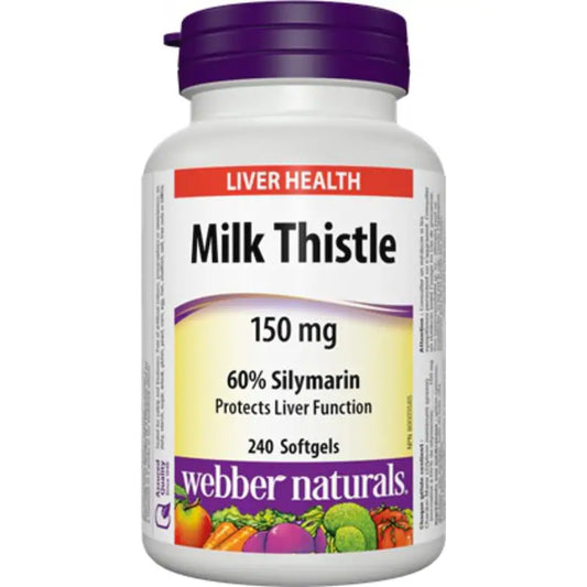 Webber Naturals Milk Thistle 150 mg 60% Silymarin, 240 Softgels
