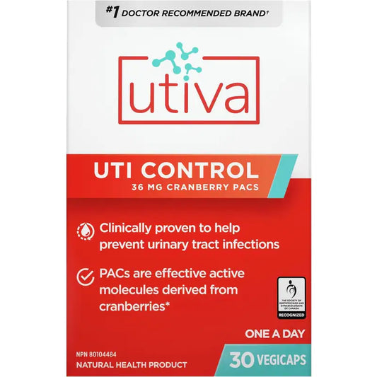 Utiva UTI Control Cranberry PACs, 30 Capsules