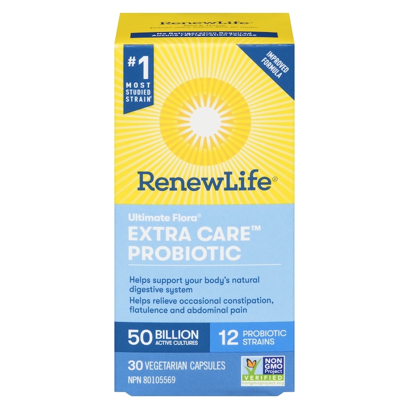 Renew Life Ultimate Flora Extra Care Probiotic, 50 Billion Active Cultures, 30 Vegetarian Capsules