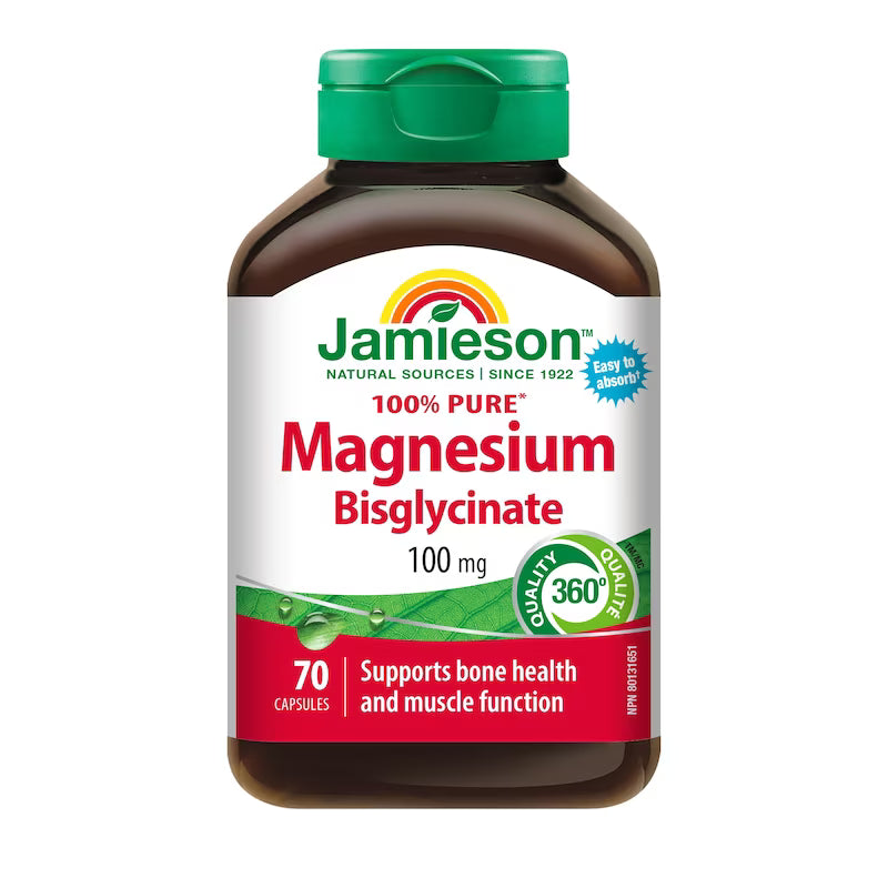 Jamieson 100% Pure Magnesium Bisglycinate 100 mg, 70 Capsules