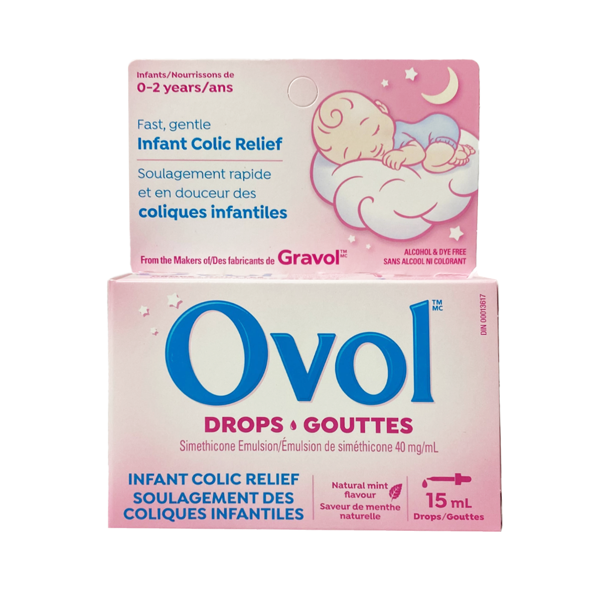 Ovol Drops for Infant Colic Relief, Natural Mint Flavour, 40 mg/mL, 15 mL