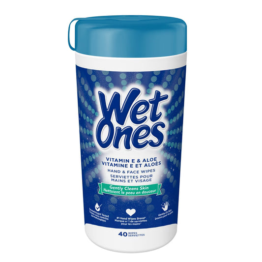 Wet Ones Hand & Face Wipes, Vitamin E & Aloe, 40 Wipes