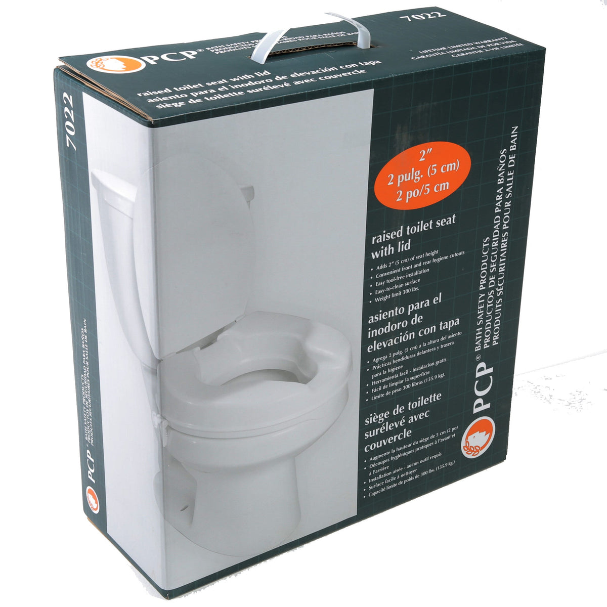 AquaSense 2 in. Raised Toilet Seat with Lid, White