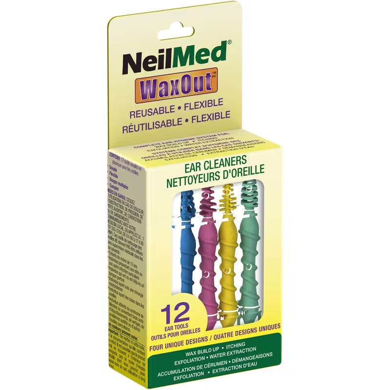 NeilMed WaxOut Reusable Flexible Ear Cleaners, 12 Count