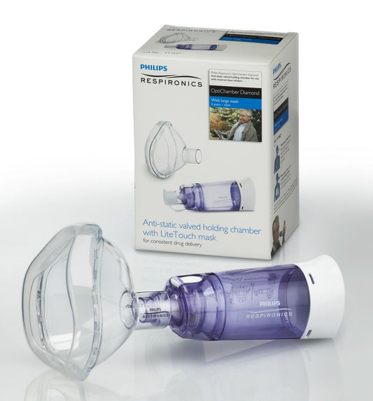 Philips OptiChamber Diamond Valved Holding Chamber with Medium Mask, Ages 1–5