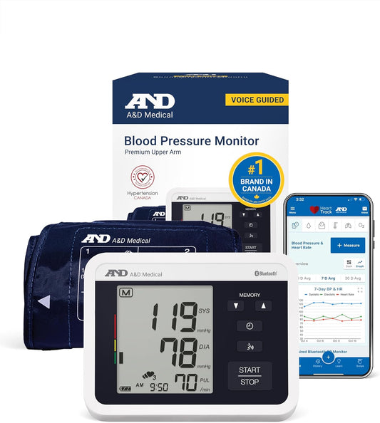 A&D Medical Voice Guided Bluetooth Upper Arm Blood Pressure Monitor