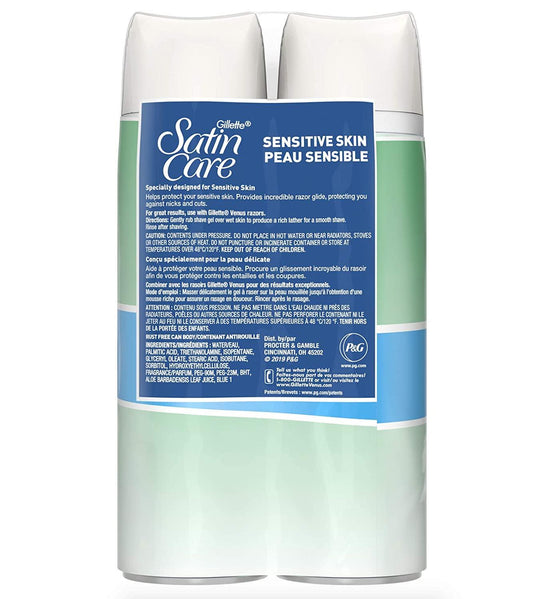 Gillette Satin Care Sensitive Skin Shave Gel for Women, 2 x 198 g