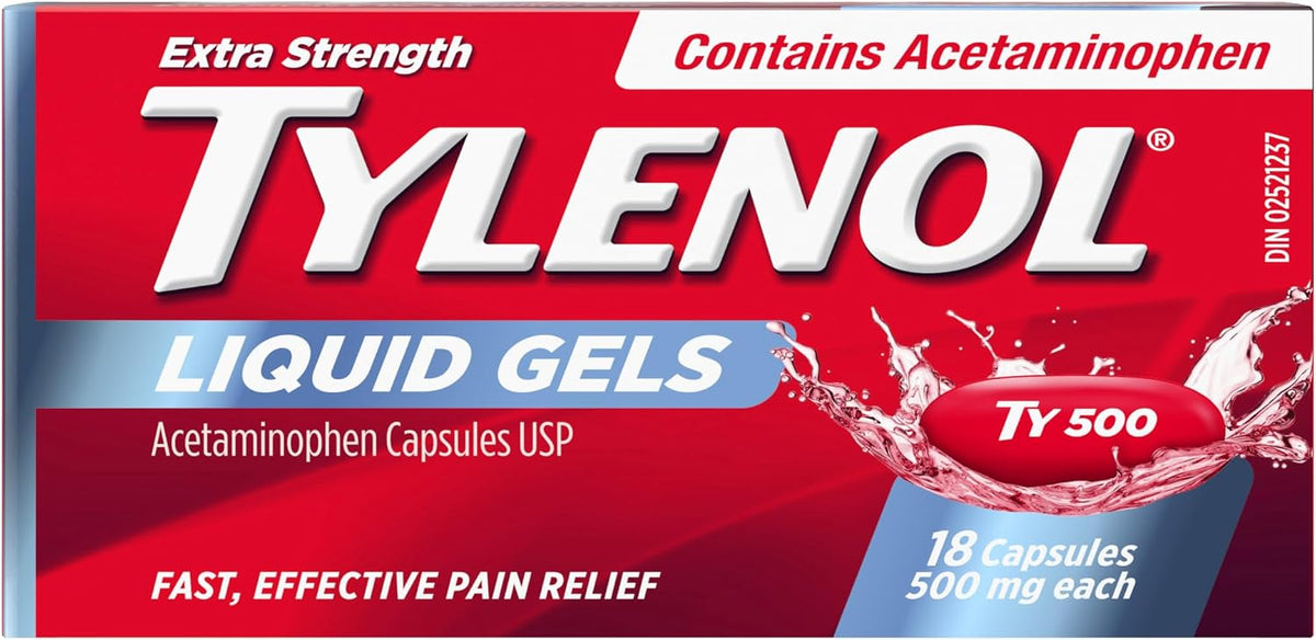 Tylenol Extra Strength Liquid Gels, 500 mg Acetaminophen, 18 Capsules