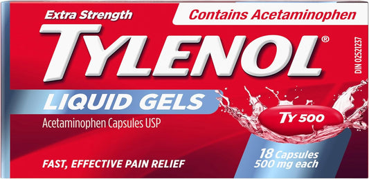 Tylenol Extra Strength Liquid Gels, 500 mg Acetaminophen, 18 Capsules