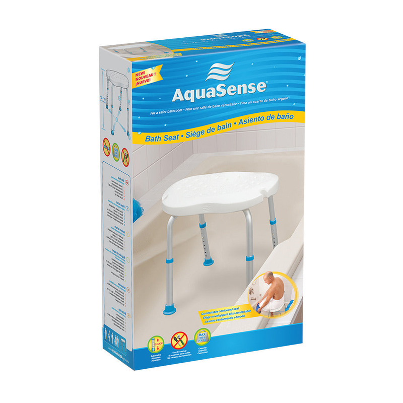 AquaSense Adjustable Bath & Shower Chair with Non-Slip Comfort Seat, White