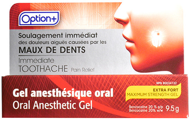 Option+ Maximum Strength Toothache Pain Relief Gel, 9.5 g