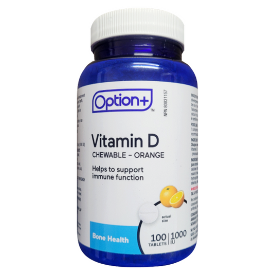 Option+ Vitamin D3 Chewable Tablets 1000 IU, Orange, 100 Tablets