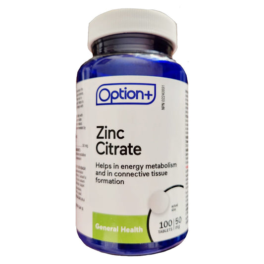 Option+ Zinc Citrate 50 mg Tablets, 100 Count