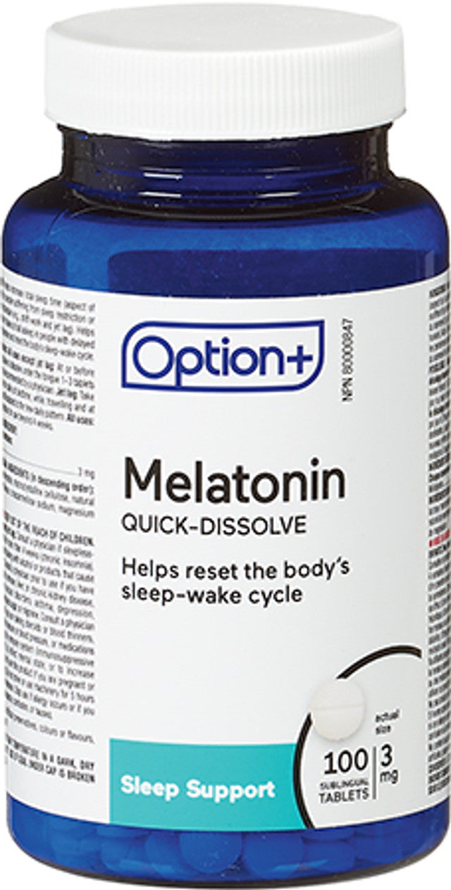 Option+ Melatonin Quick-Dissolve 3 mg Sublingual Tablets, 100 Tablets