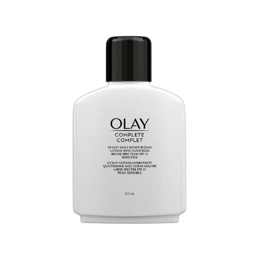 Olay Complete Daily Moisturizing Lotion with Broad Spectrum SPF 15, Fragrance Free for Sensitive Skin, 120 mL