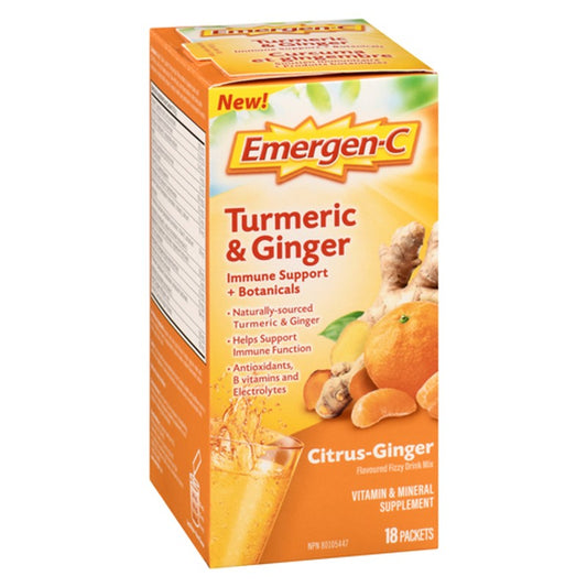 Emergen-C Turmeric & Ginger Fizzy Drink Mix, 18 Packets