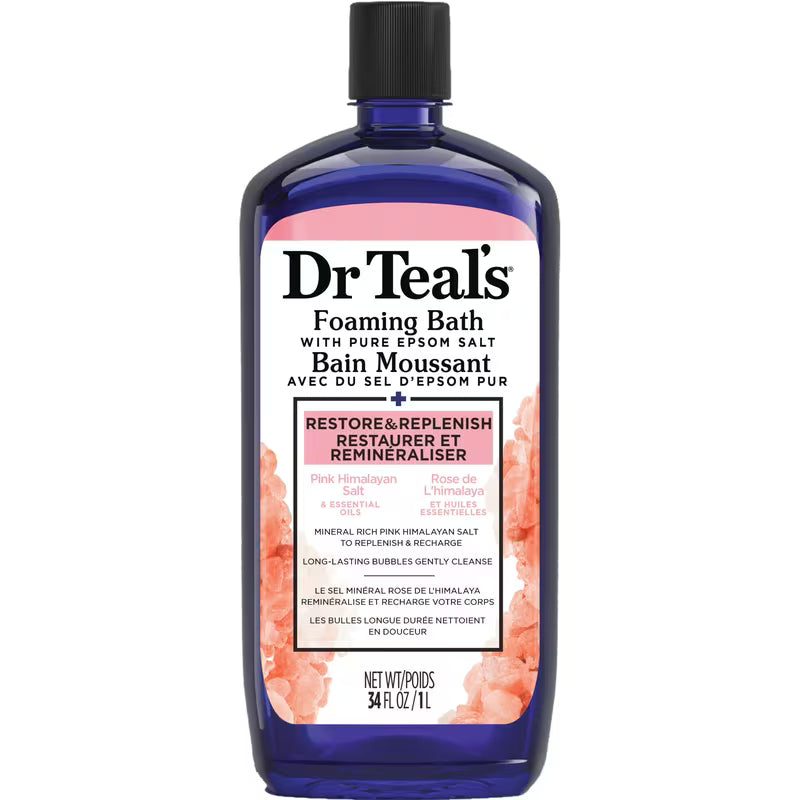 Dr Teal's Foaming Bath with Pure Epsom Salt, Pink Himalayan Salt & Essential Oils, 1000 mL