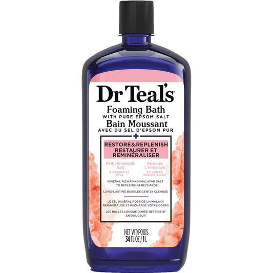 Dr Teal's Foaming Bath with Pure Epsom Salt, Pink Himalayan Salt & Essential Oils, 1000 mL
