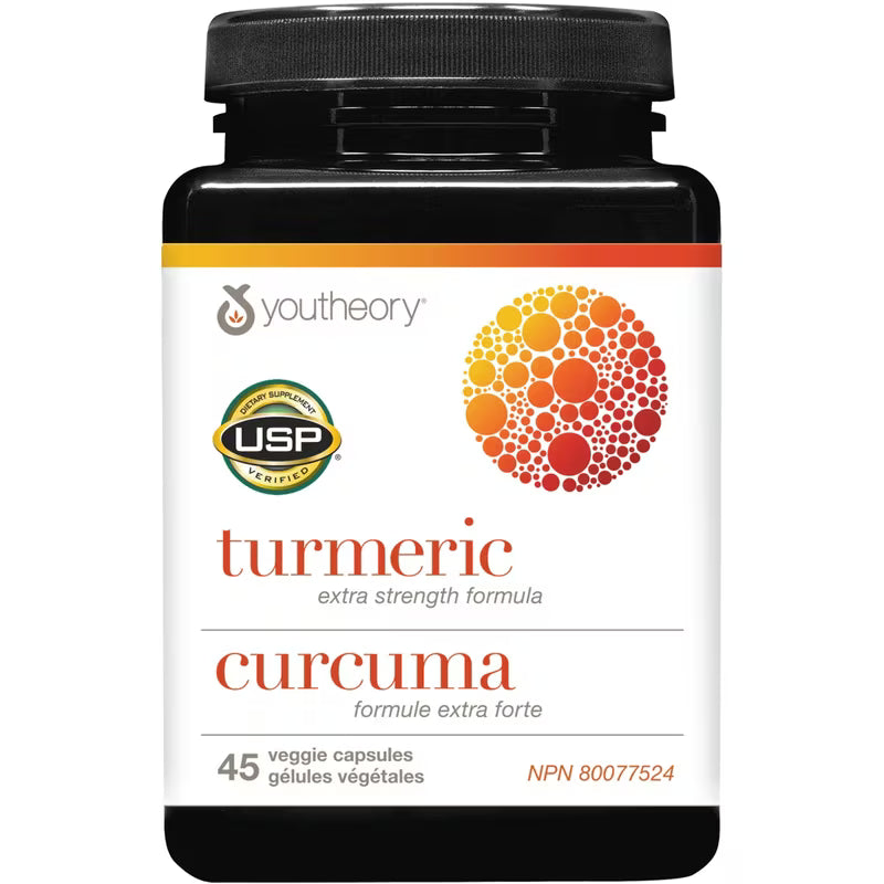 Youtheory Turmeric Extra Strength 500 mg Veggie Capsules, 45 Capsules