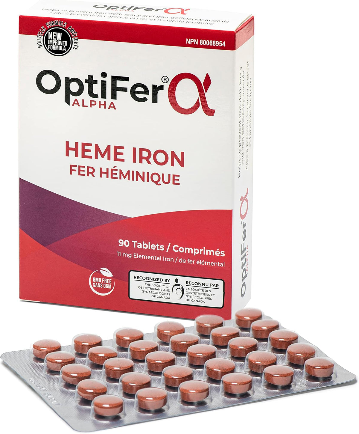 OptiFer Alpha Heme Iron 11 mg Tablets, 90 Tablets