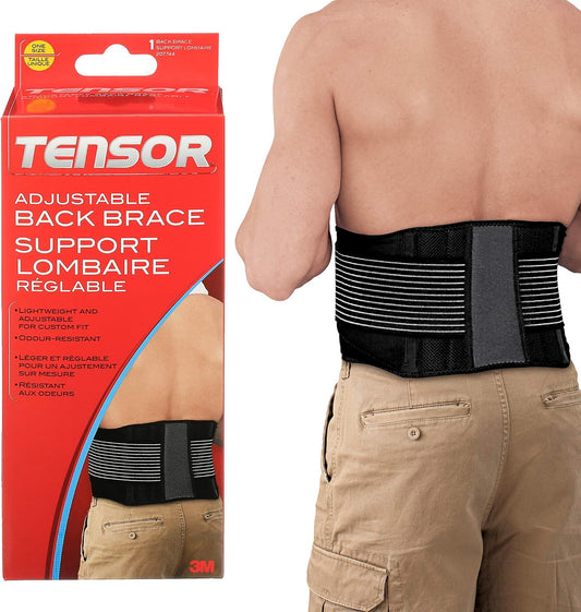 Tensor Adjustable Back Brace, Black/Grey
