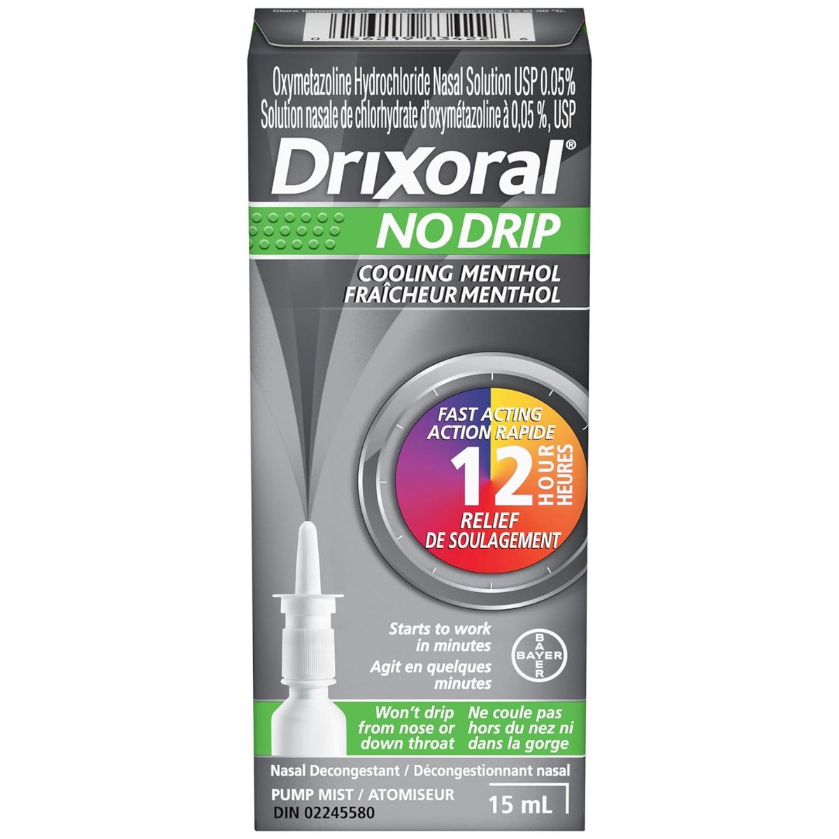 Drixoral No Drip Cool Menthol Nasal Spray, 15 mL