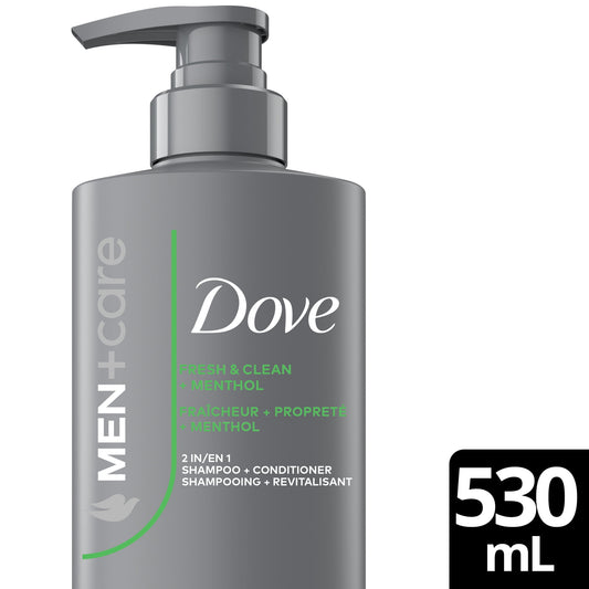 Dove Men+Care Fresh & Clean 2-in-1 Shampoo + Conditioner, 530 mL