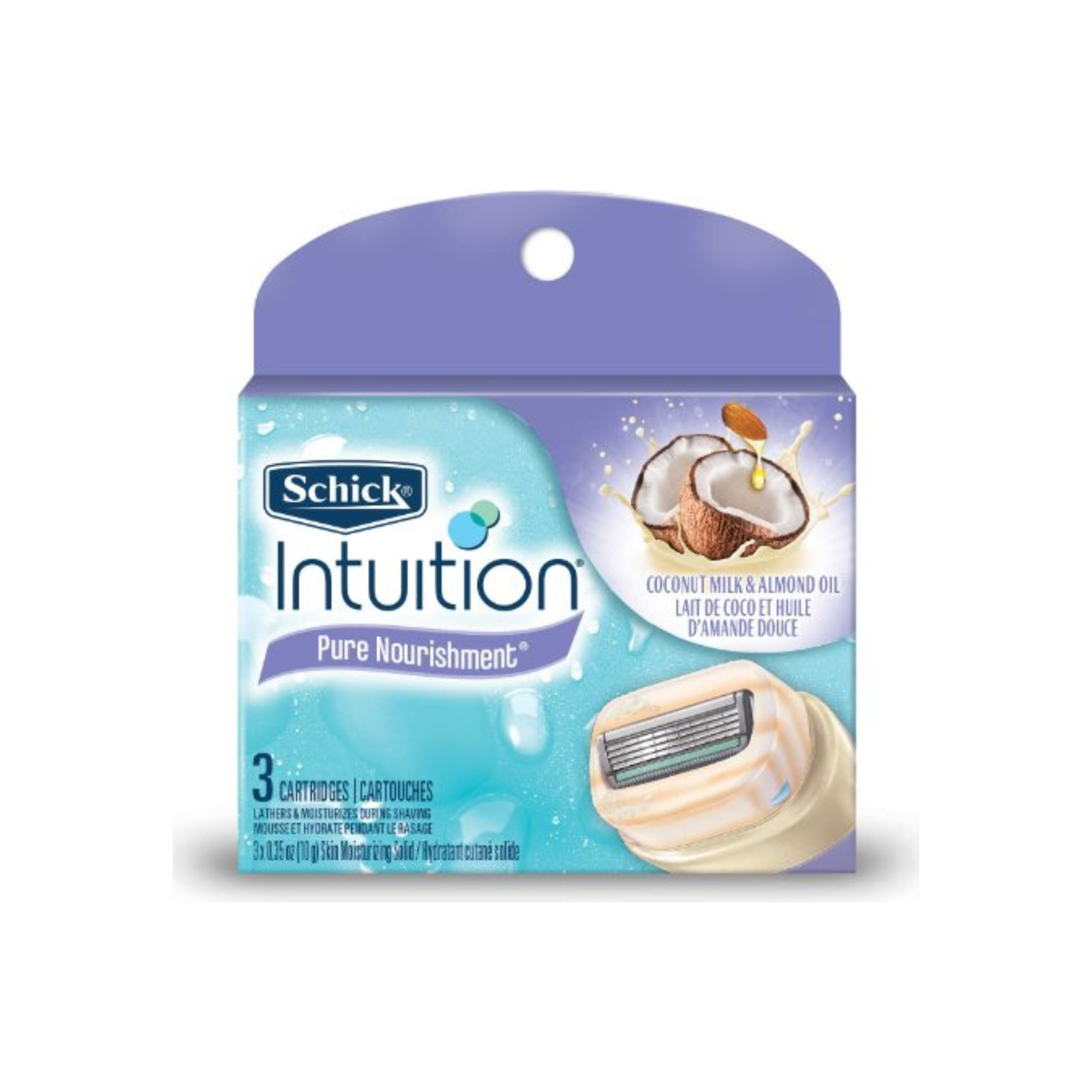 Schick Intuition Pure Nourishment Razor Refills with Coconut Milk & Almond Oil, 3 Count