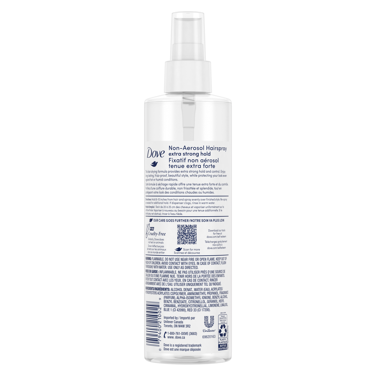Dove Gloss & Control Extra Strong Hold Non-Aerosol Hairspray, 273 mL