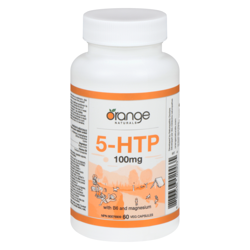 Orange Naturals 5-HTP 100 mg with Vitamin B6 & Magnesium, 60 Vegetable Capsules