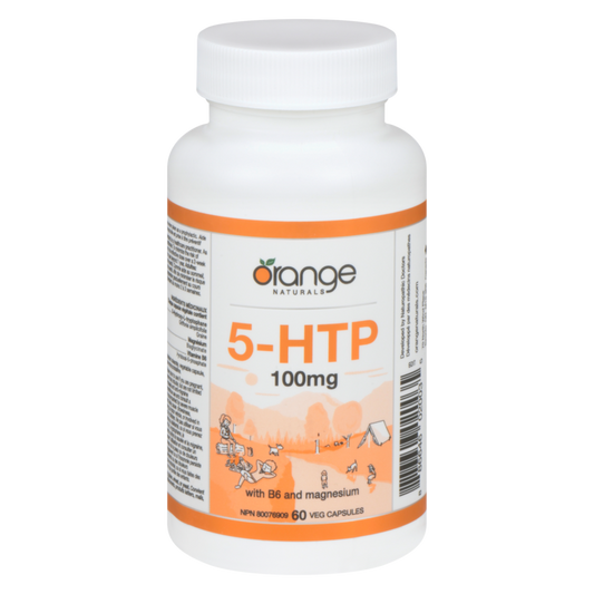 Orange Naturals 5-HTP 100 mg with Vitamin B6 & Magnesium, 60 Vegetable Capsules