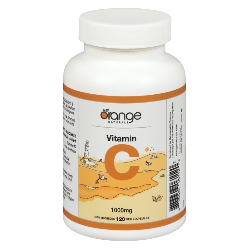 Orange Naturals Vitamin C 1000 mg Vegetable Capsules, 120 Capsules