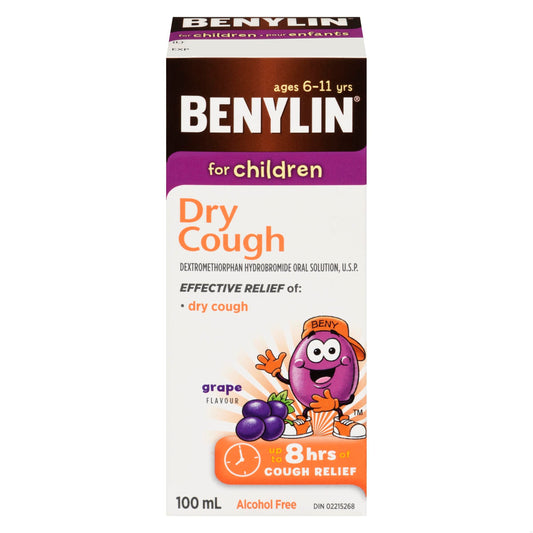 BENYLIN Children's Dry Cough Syrup, Grape, 100 mL