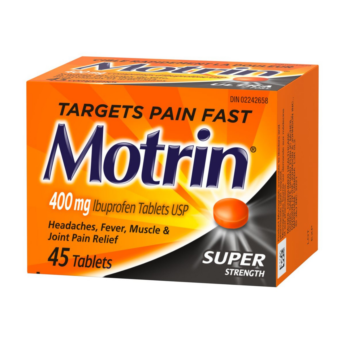 Motrin Super Strength Ibuprofen 400 mg Tablets, 45 Count