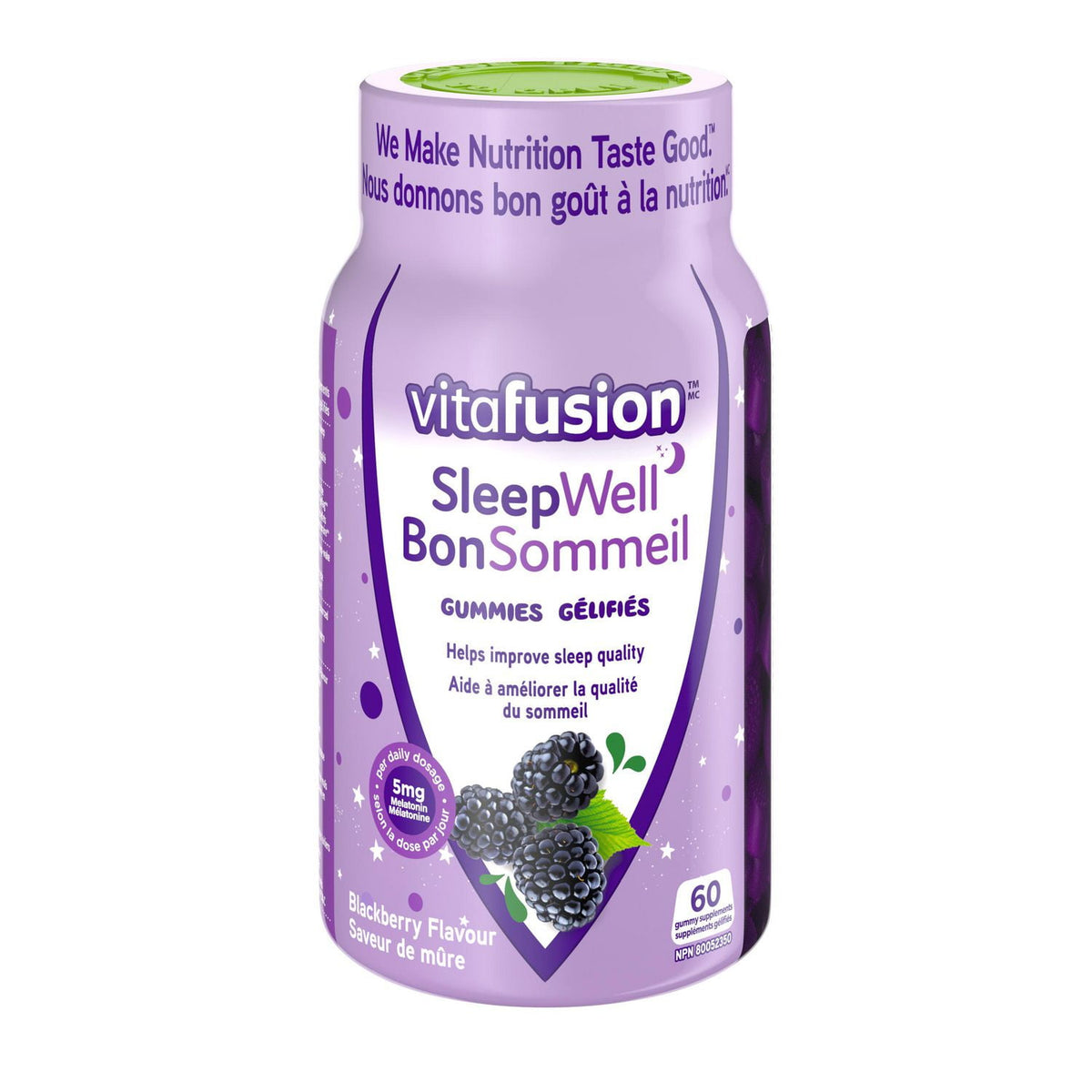Vitafusion SleepWell Melatonin Gummies, Blackberry, 60 Count