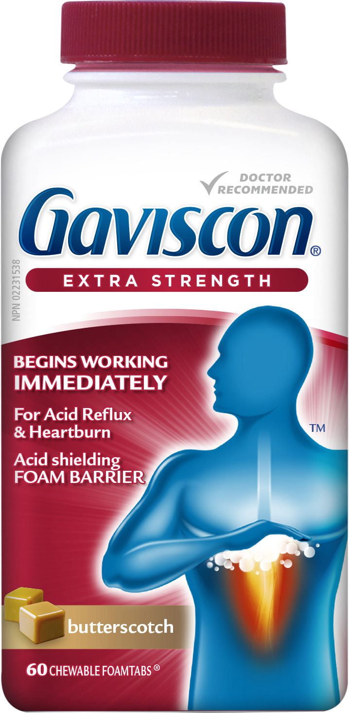 Gaviscon Extra Strength Chewable Foamtabs, Butterscotch, 60 Tablets