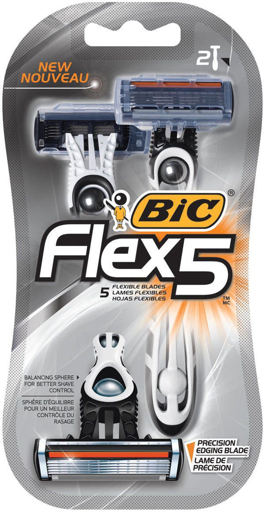 BIC Flex5 Men's Disposable Razors, 2 Count