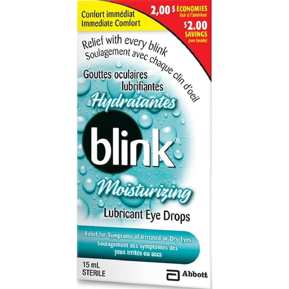 Blink Moisturizing Lubricant Eye Drops, 15 mL