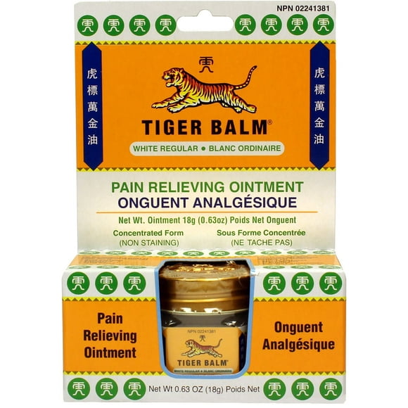 Tiger Balm White Regular Pain Relieving Ointment, 18 g