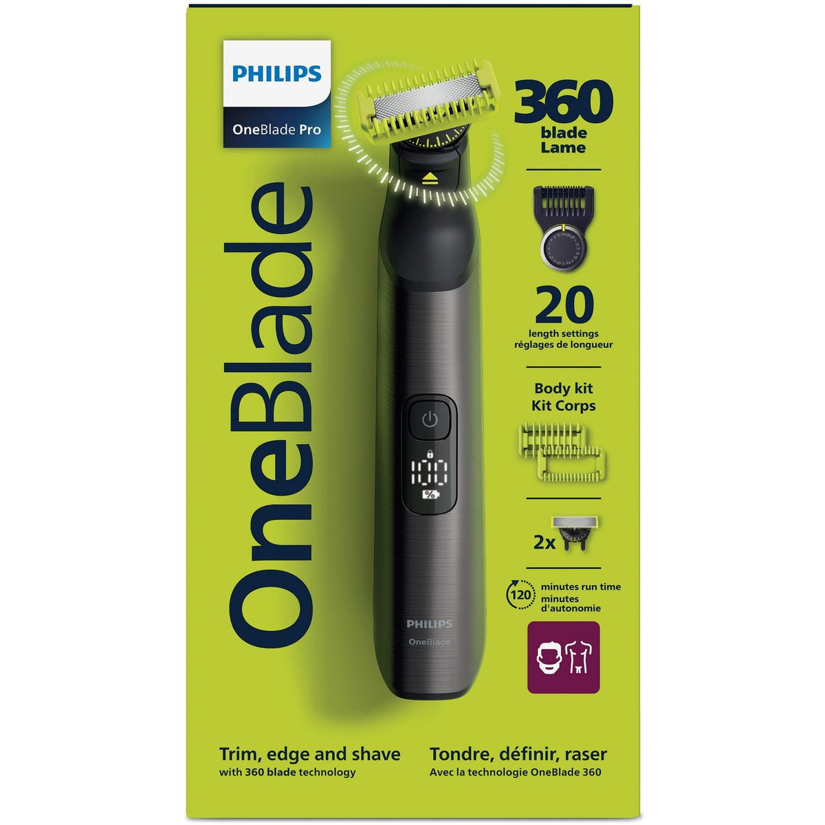 Philips OneBlade Pro 360 Face + Body, 14 Length Settings