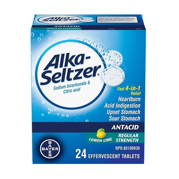 Alka-Seltzer Heartburn Relief Lemon Lime Effervescent Tablets, 24 Tablets