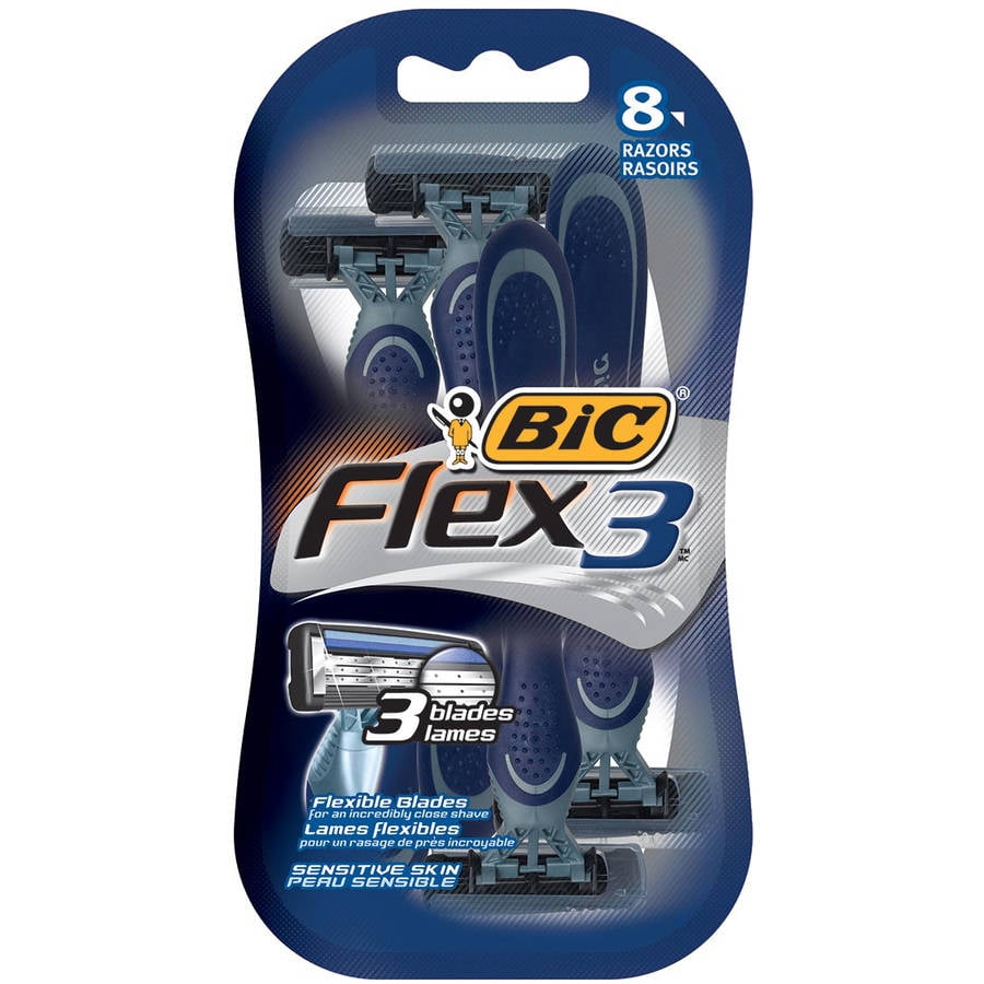 BIC Flex3 Men's Disposable Razors, 8 Count