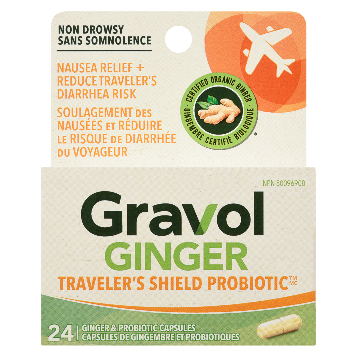 Gravol Ginger Traveler's Shield Probiotic Capsules, 24 Capsules