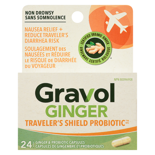Gravol Ginger Traveler's Shield Probiotic Capsules, 24 Capsules