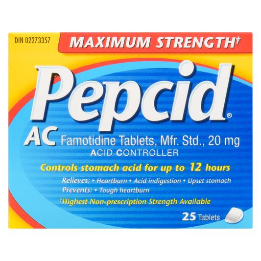 PEPCID AC Maximum Strength Famotidine 20 mg Tablets, 25 Count