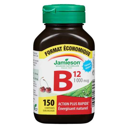Jamieson Vitamin B12 1,000 mcg Fast Dissolving Sublingual Tablets, Cherry, Value Pack, 150 Tablets